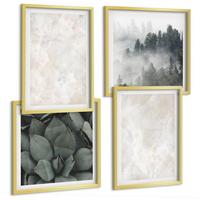 BILDER SET 4er Set - 50x50 cm & 40x60 cm Goldrahmen - Steinpastellmarmor - Goldfarben, Kunststoff (50/50cm) - TULUP