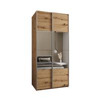 SCHWEBETÜRENSCHRANK 245,5/100/64 2-türig - Silberfarben/Eiche Artisan, Holz/Metall (100/245/64cm) - Abiks Möbel