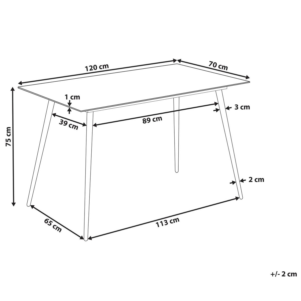 ESSTISCH 120/70/75 cm Marmor Rechteckig Mulga - Weiß, Glas (120/70/75cm) - Beliani