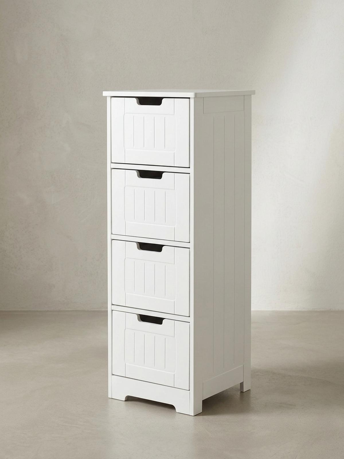 BADKOMMODE Weiß 30x83x30 cm im Landhausstil mit 4 Schubladen und Ablagefläche - Weiß, Holz (30/83/30cm) - KADIMA DESIGN