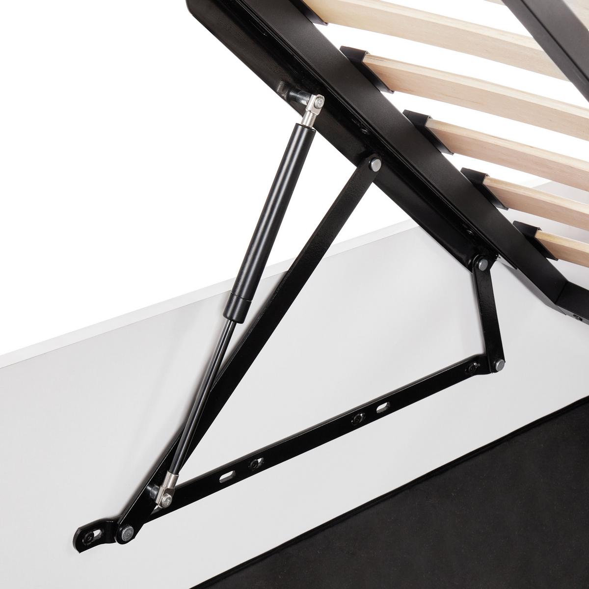 BETT mit Stauraum 90/200 cm MDF-Platte Cremeweiß Rouvillers - Creme, Holz (90/200cm) - Beliani