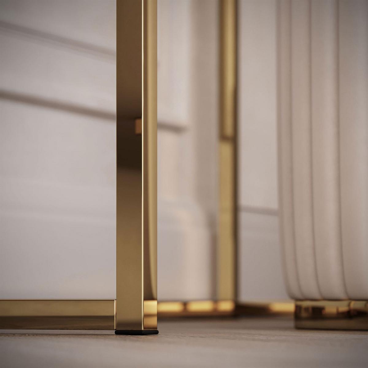 SCHMINKTISCH QUINNIE KASCHMIR mit LED-Spiegel gold Chrom links gold Griff - Kaschmir/Goldfarben, Holzwerkstoff (100/175/42cm) - Lookway