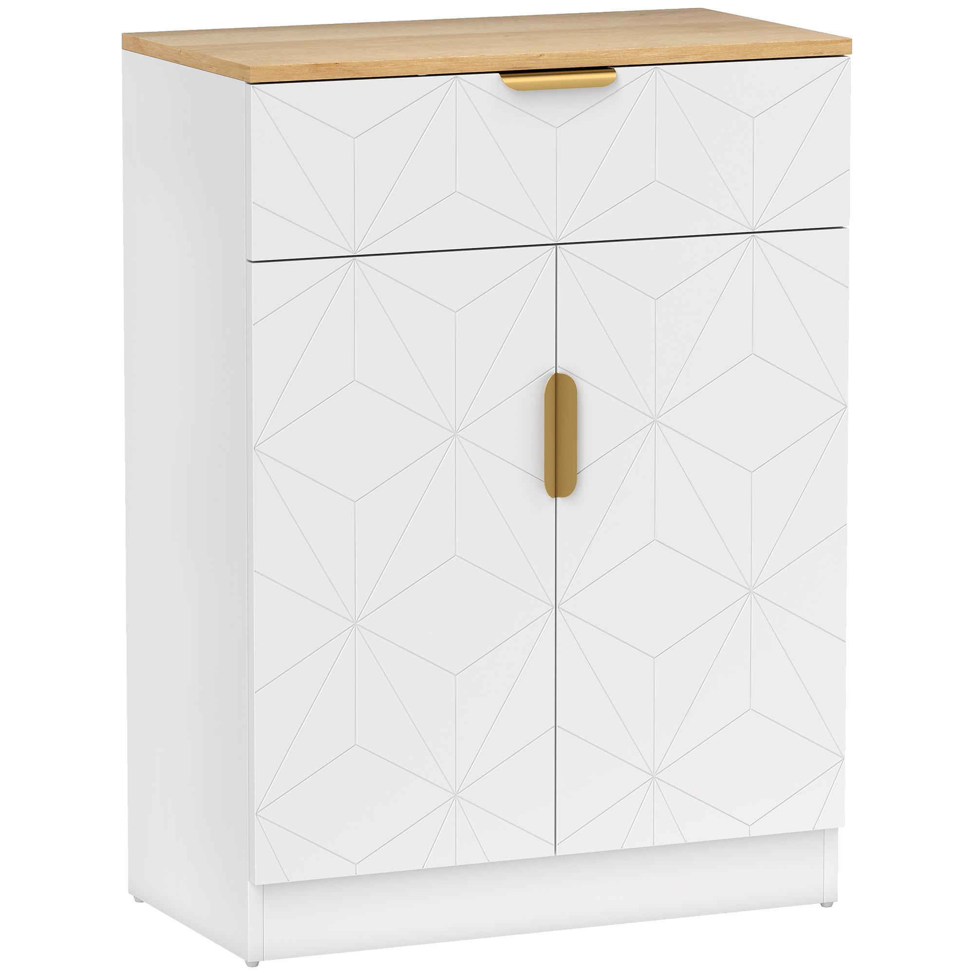 SIDEBOARD MDF Weiß - Goldfarben/Weiß, Holzwerkstoff/Kunststoff (32/82/60cm) - HOMCOM