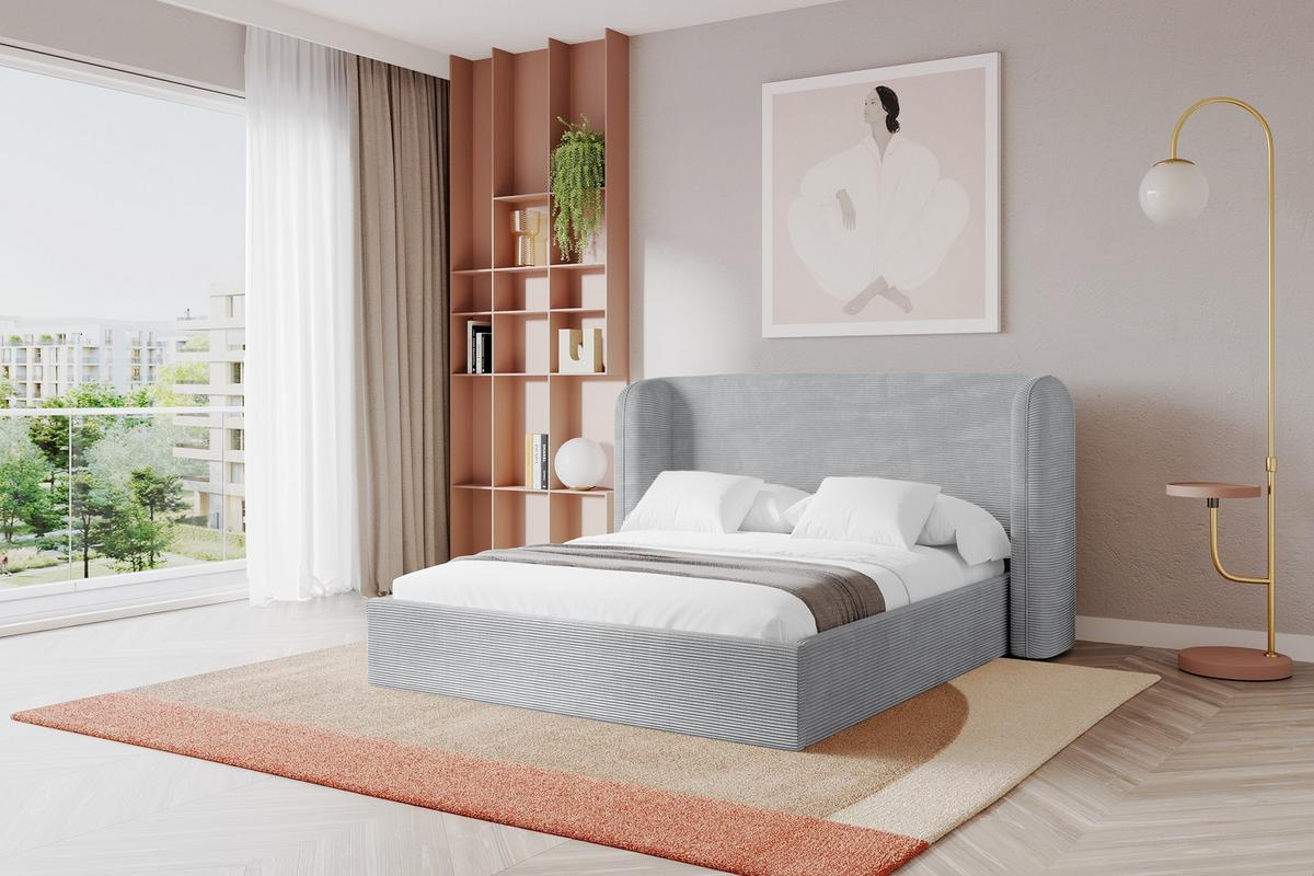 POLSTERBETT mit Bettkasten und Lattenrost, Bett mit Matratze H3/H4 - ESTI 180x200 Grau - Alufarben, Holzwerkstoff/Textil (180/200cm) - ALTDECOR