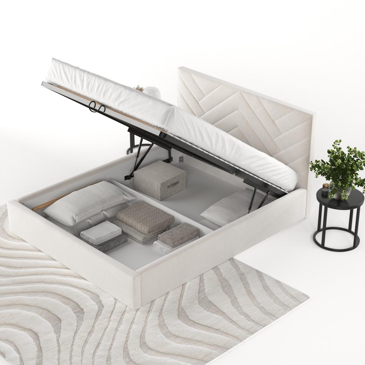 POLSTERBETT Arco 160/200 cm Creme im Paros Stoff - Creme/Schwarz, Holz/Holzwerkstoff (160/200cm) - AltaBeds