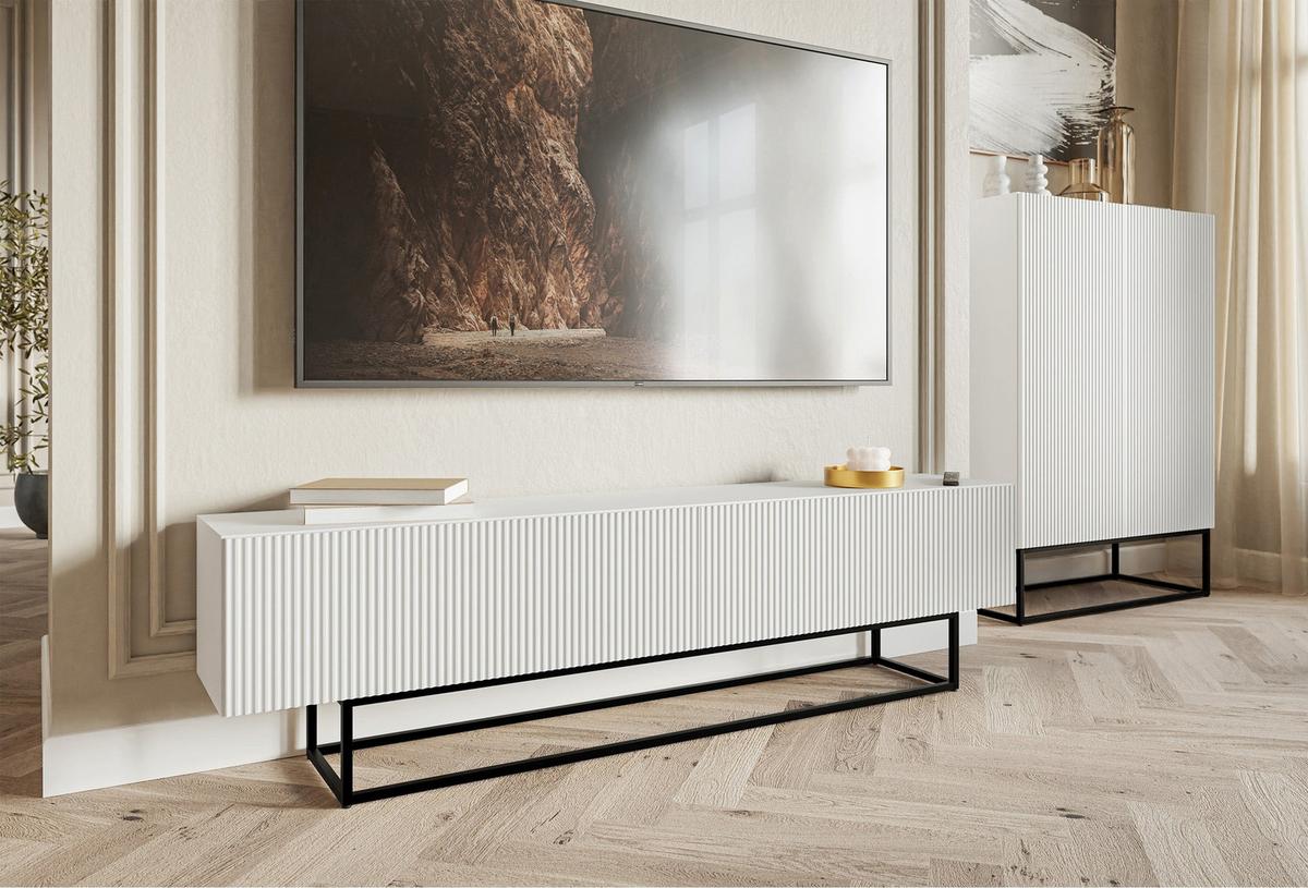 TV-SCHRANK Veldio Weiß Schwarz 175 cm - Schwarz/Weiß, Holzwerkstoff/Metall (175/46.5/31.6cm) - Selsey