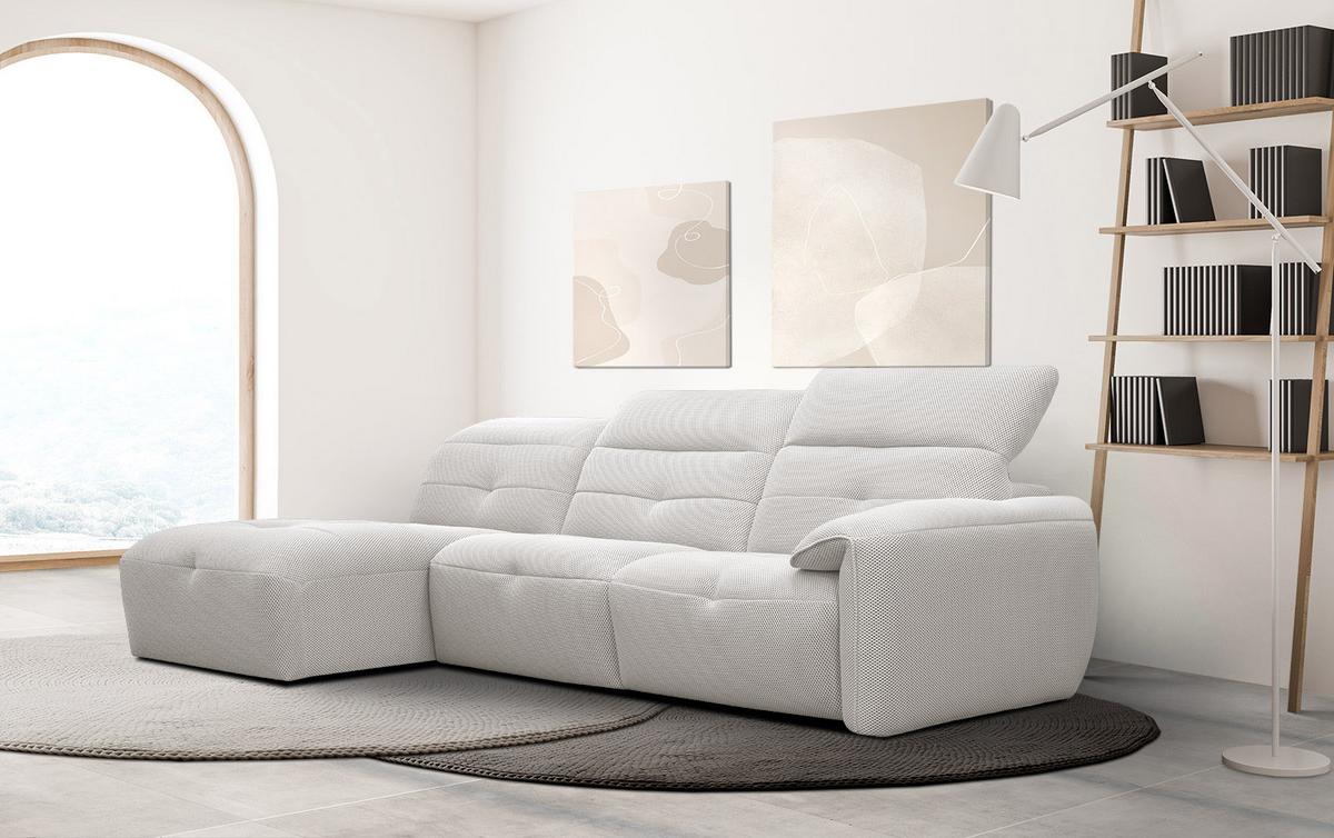 ECKSOFA TRENTO 4-Sitzer, ecru - Ecru/Schwarz, Holzwerkstoff/Kunststoff (165/262cm) - Wozimo