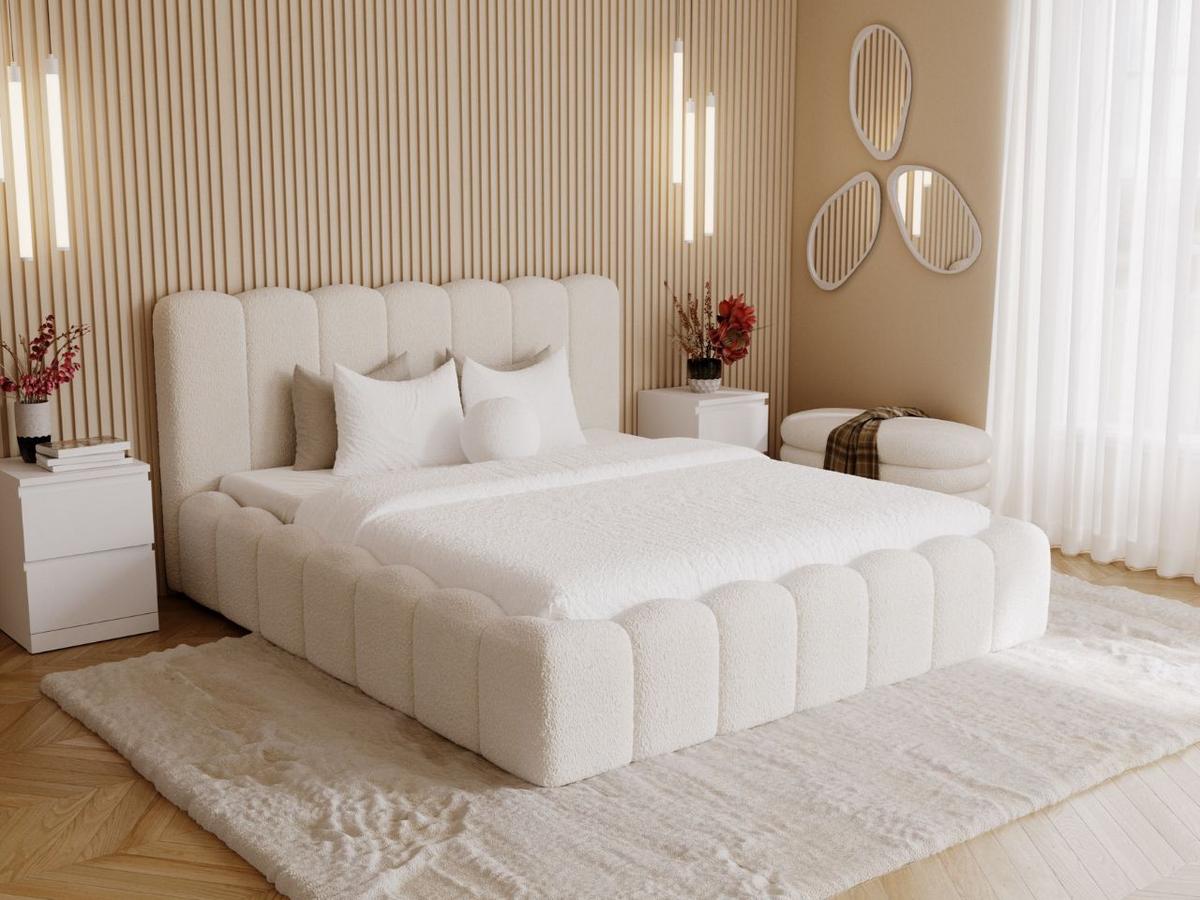 POLSTERBETT Smile 200x200 Bouclé-Stoff Creme - Creme, Textil (200/200cm) - Graingold