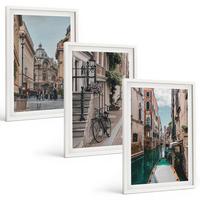 BILDER SET 3er Set - 40x60 cm Weißer Rahmen - Venedigs Wasserstraßen - Weiß, Kunststoff (40/60cm) - TULUP