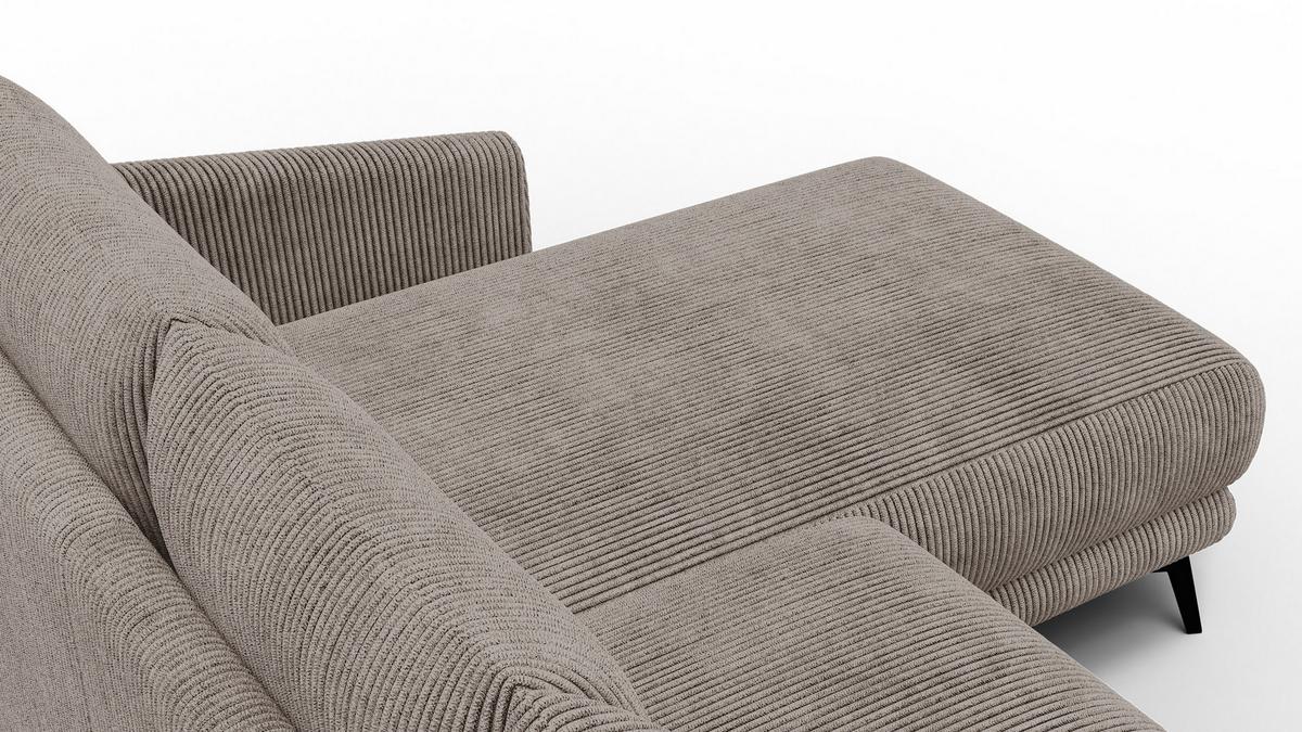 ECKSOFA VILT 3-Sitzer, taupe - Taupe/Schwarz, Holzwerkstoff/Textil (221/156cm) - Wozimo