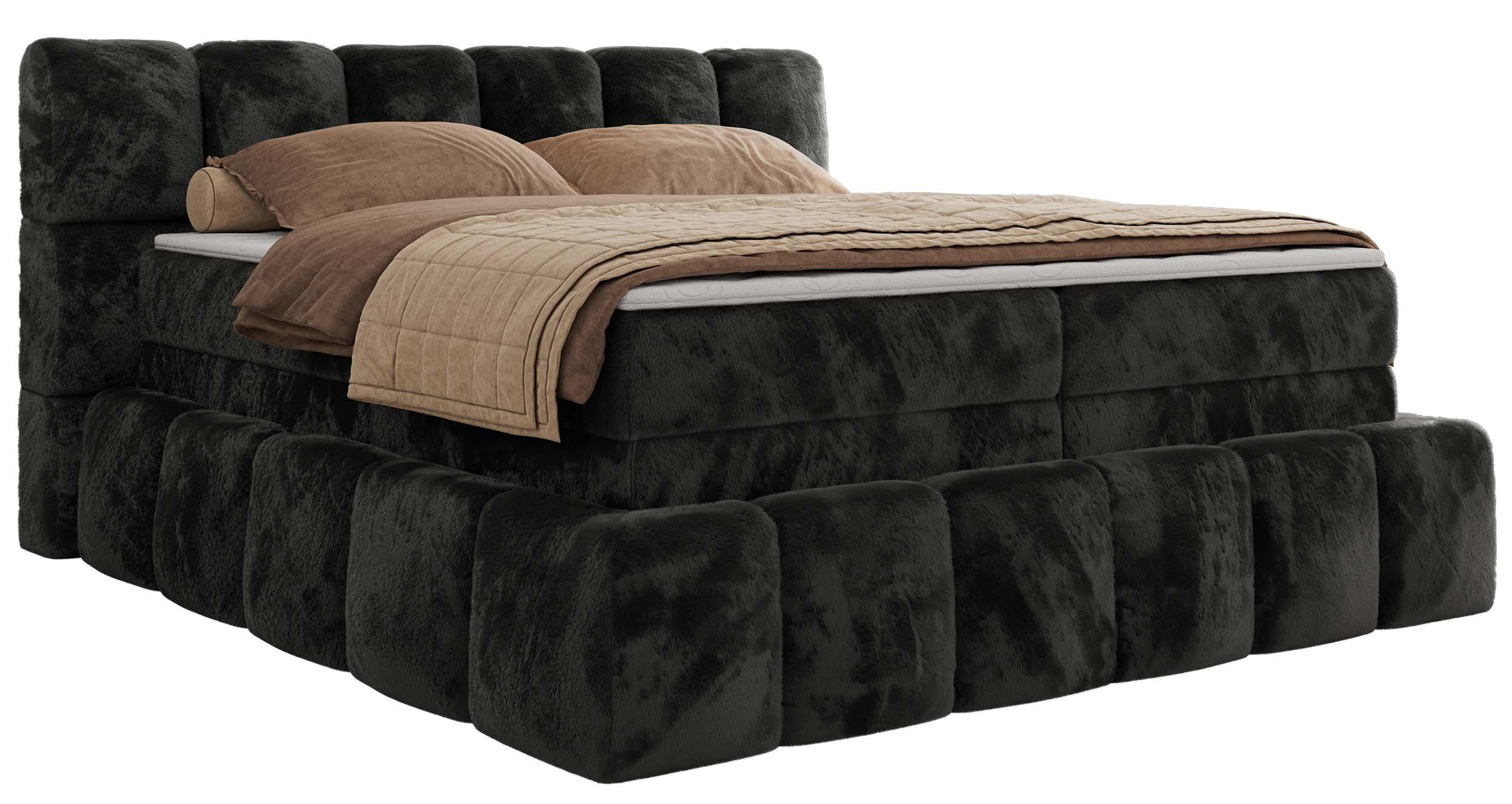 BOXSPRINGBETT NIRA KING 200/200 Dunkelgrau Plüsch - H4 - Dunkelgrau, Holz/Textil (200/200cm) - MKS