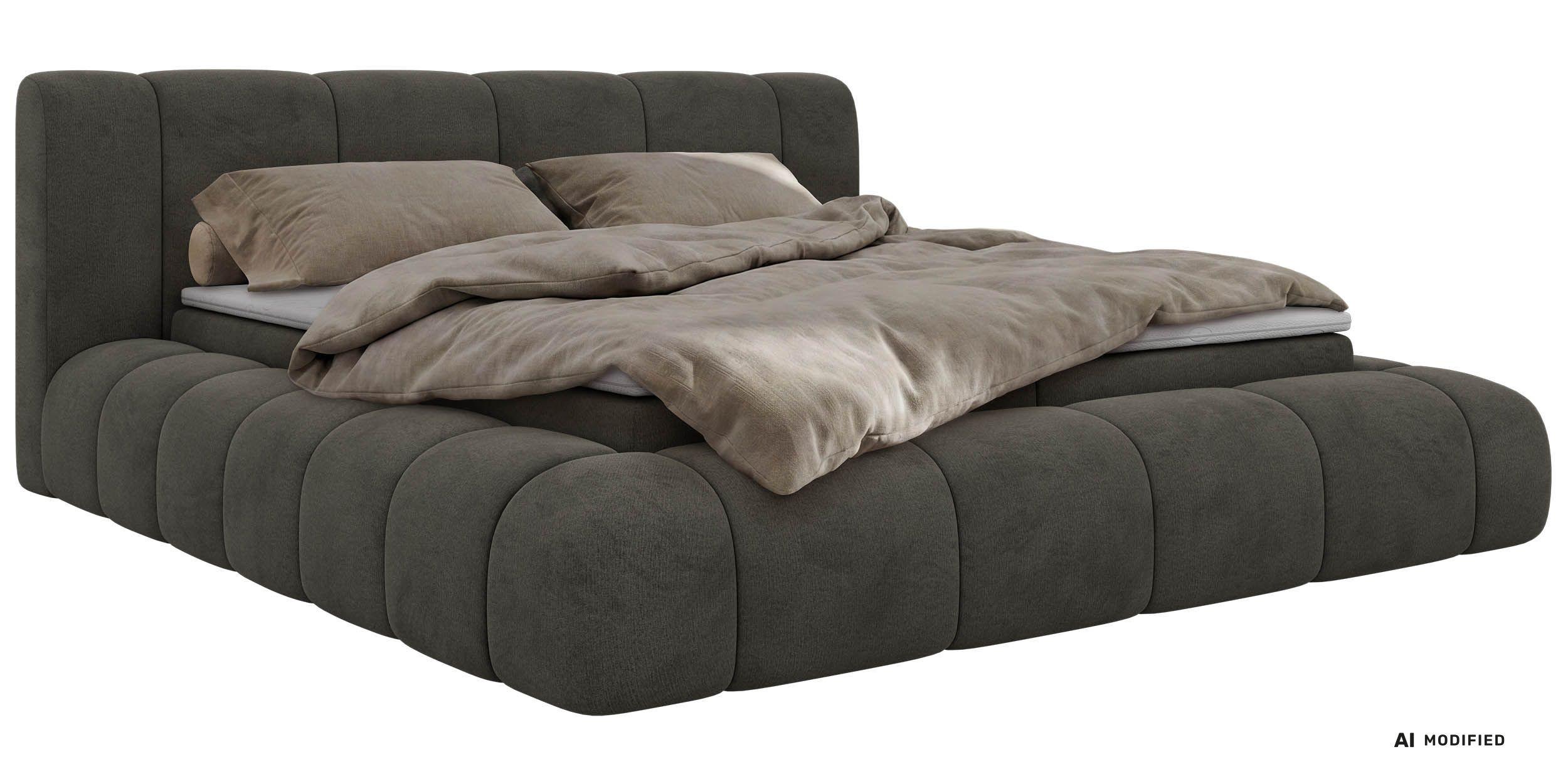 BOXBETT NUBEA 200/200 - Dunkelgrau Velvet - Topper T25 - H4 - Dunkelgrau/Schwarz, Kunststoff/Textil (200/200cm) - MKS