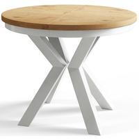 ESSZIMMERTISCH LOFT, ausziehbarer Tisch 120 cm/200 cm, Farbe: Hellbraun, mit Metallbeinen in Farbe Weiß - Beige/Weiß, Holzwerkstoff (120/120/76cm) - Alpi-Möbel