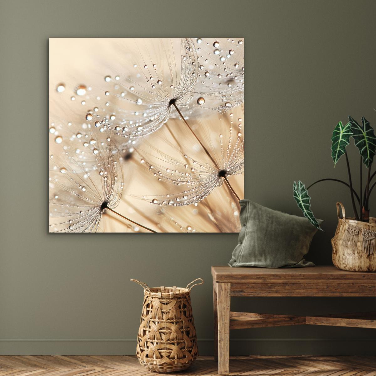 METALLBILD Löwenzahn - Abstrakt - Natur - Beige 90x90 cm - Braun, Metall (90/90cm) - MuchoWow