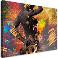 WANDBILD afrikanische frau blumen abstraktion - Gelb, Textil (60/40cm) - Feeby