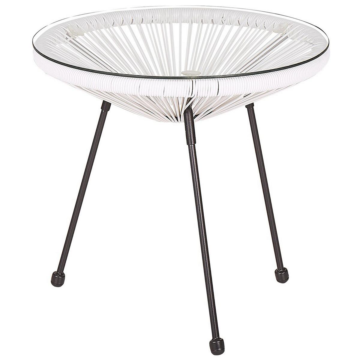 BALKONSET 2-Sitzer Rattan weiß Acapulco II - Schwarz/Weiß, Kunststoff - Beliani