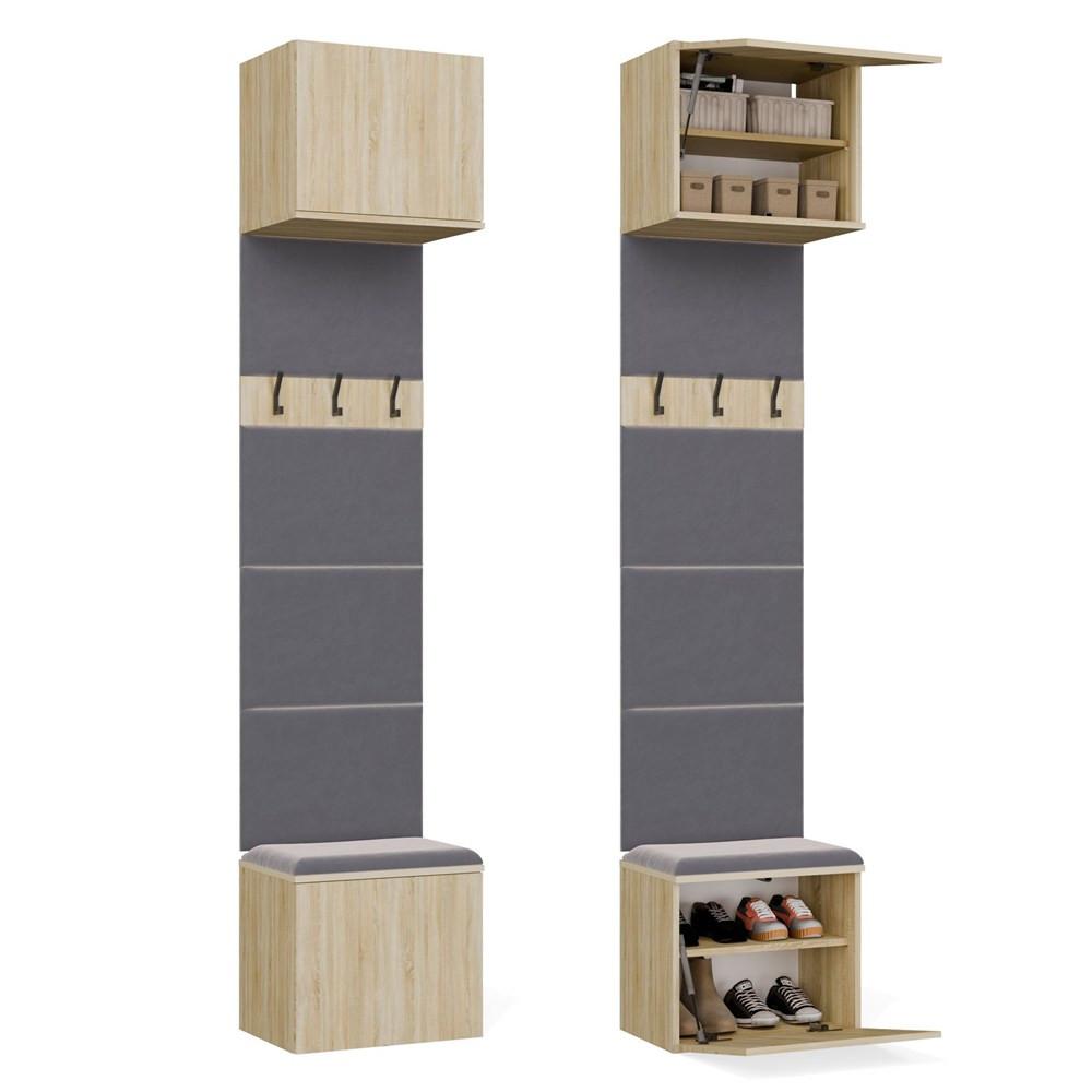 GARDEROBEN-SET Sonoma Eiche 50/238/35 - Grau/Sonoma Eiche, Holzwerkstoff (50/238/35cm) - RAUMHIRSCH FURNITURE