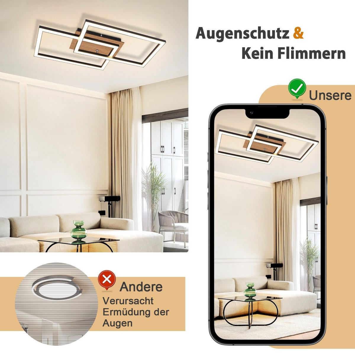 LED-DECKENLEUCHTE Gable 50/30/6.1 cm - Schwarz, Metall (50/30/6.1cm) - Nettlife
