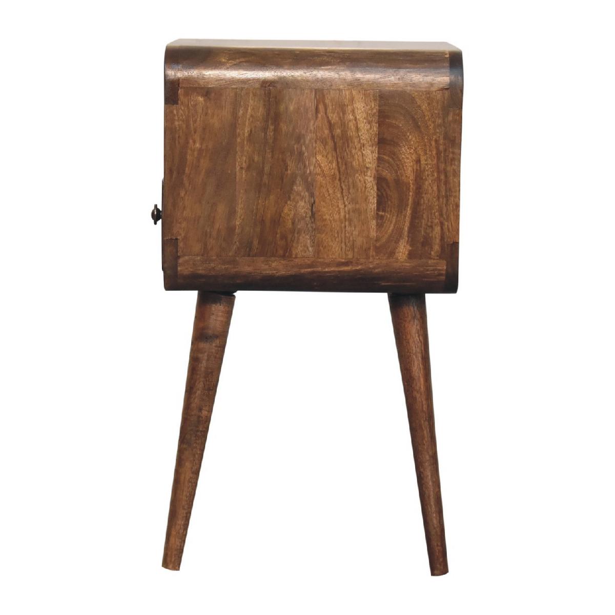 NACHTSCHRANK mit offenem Fach, 1-Drawer, Nordische Beine - Messingfarben/Braun, Holz/Metall (30/55/30cm) - Artisan Furniture