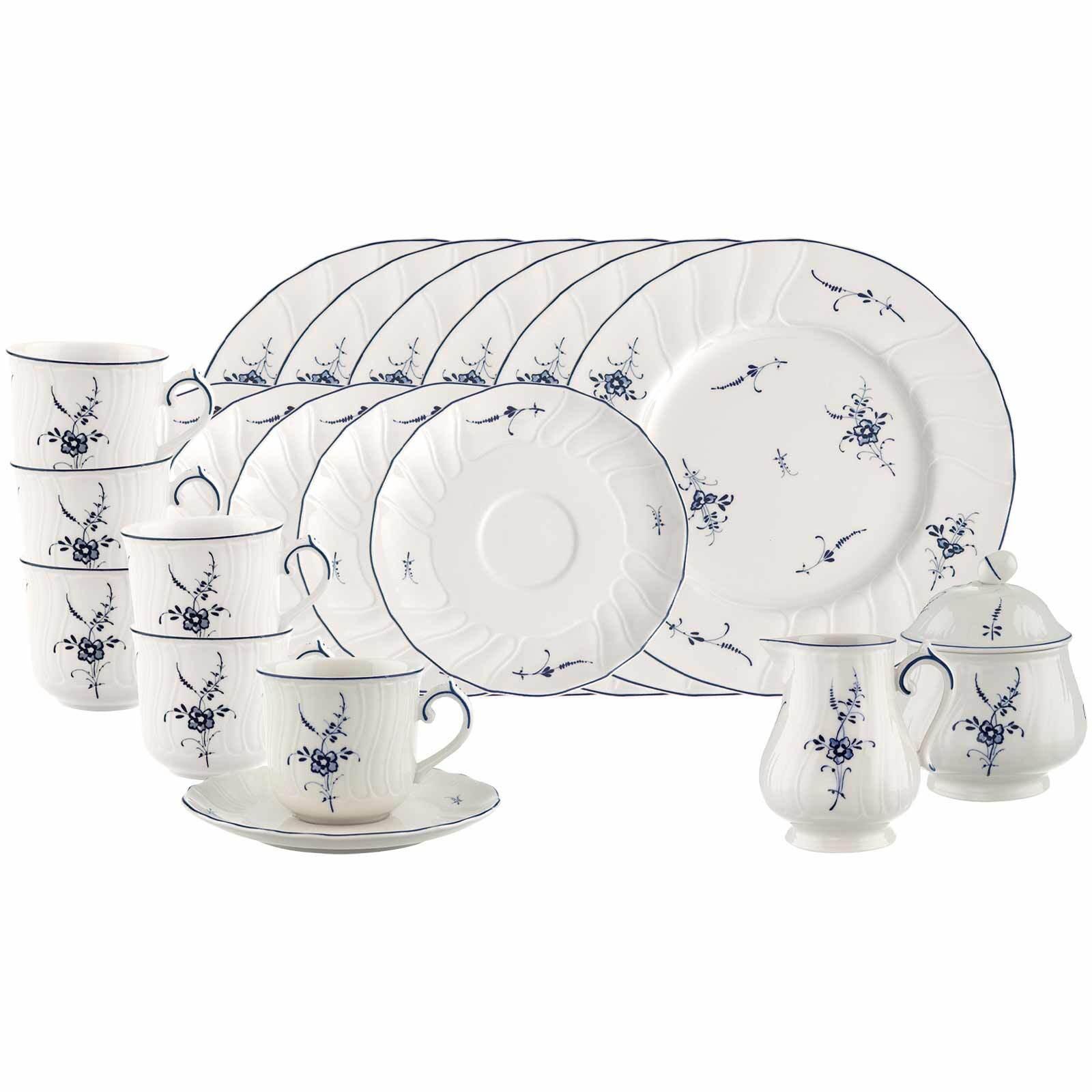 KAFFEESERVICE Vieux Luxembourg weiß-blau 20-tlg. - Blau/Weiß, Keramik (2/2/2cm) - Villeroy & Boch