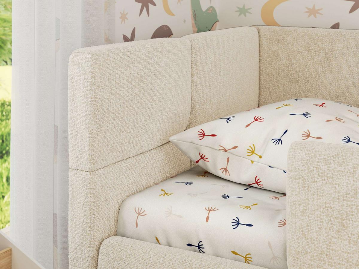 POLSTERBETT ARVO ALTA 90/200 - Creme Struktur - Ohne Matratze - Links - Beige, Textil (90/200cm) - MKS