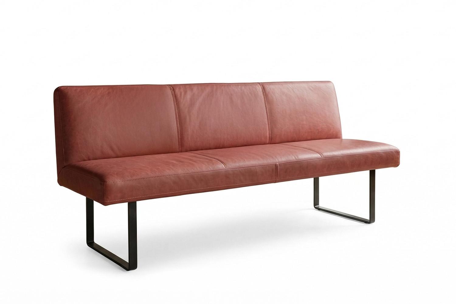 ESSZIMMERBANK ELEEN Rot Leder - Rot, Leder (203/85/69cm) - KAWOLA