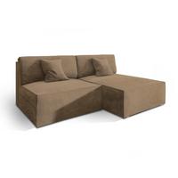 ECKSOFA FIORO M Beige Velours-Stoff mit Schlaffunktion - Beige/Grau, Holz/Kunststoff (204/148cm) - MASSENO