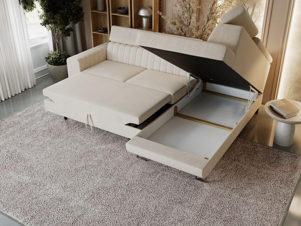 ECKSOFA Berona Beige Rechts - Beige, Holz/Textil (255/190cm) - Graingold
