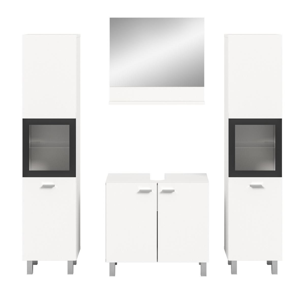 BADMÖBEL-SET weiß 4-teilig 140 cm, Kombination hängend oder stehend - Weiß, Glas/Holzwerkstoff (137/186/33cm) - Inn.Furn