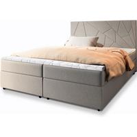 BOXBETT MADO 200x200 cm mit Matratze und Topper, H2+H3 - Beige - Beige, Holz (200/200cm) - MASSENO