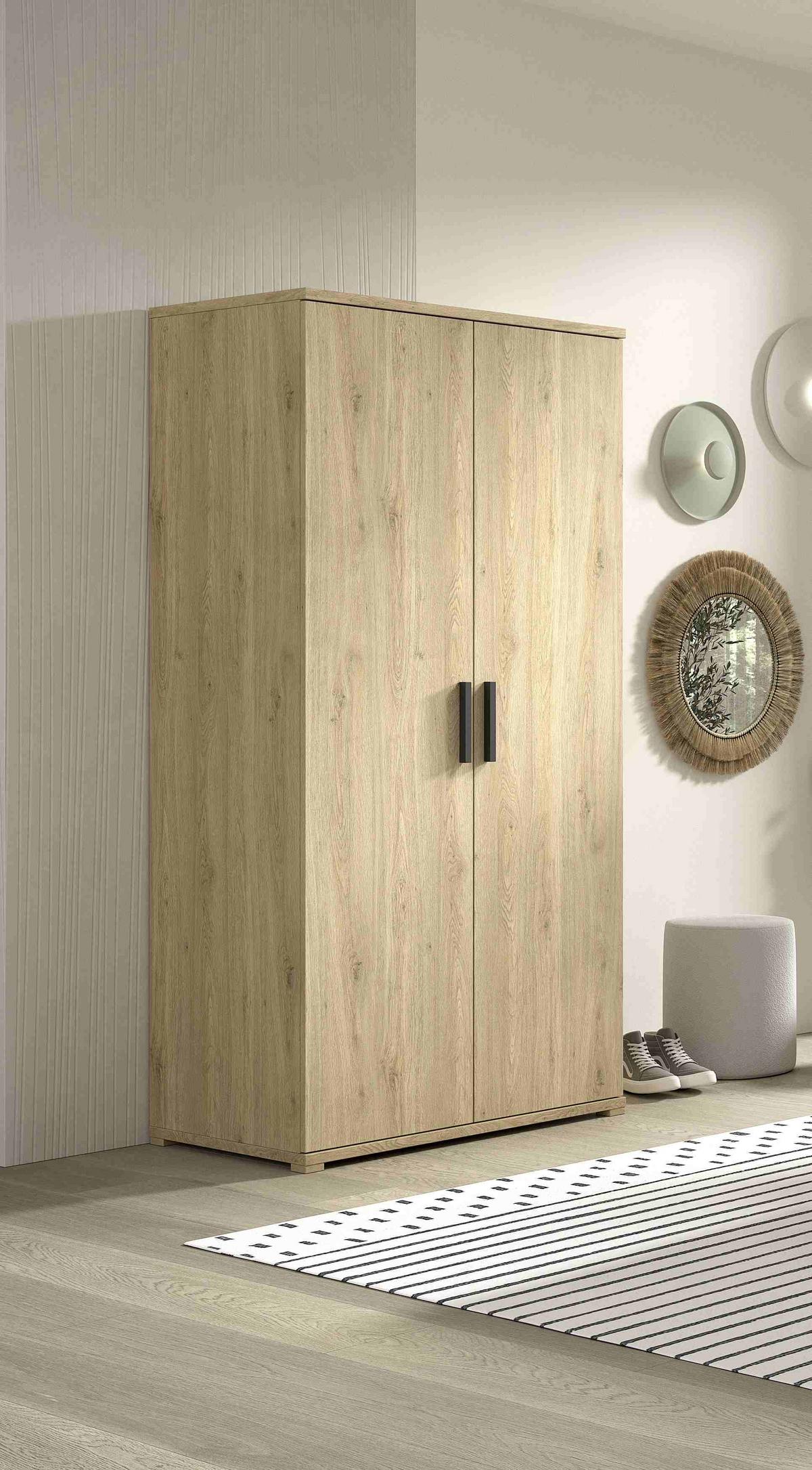 KLEIDERSCHRANK Keelia Eiche Melamin 2 trg Stauraum - Eichefarben, Kunststoff (101/199/59cm) - 58aufmkessel