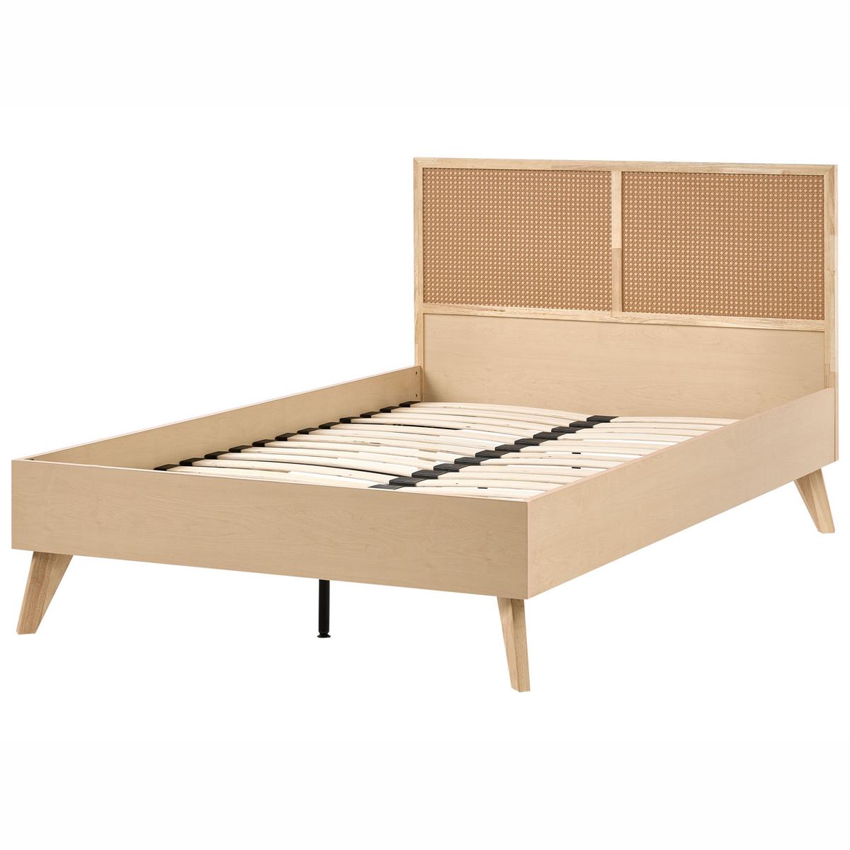 BETT mit Lattenrost 120/200 cm Faserplatte, PE Rattan Hellbraun Monpazier - Hellbraun, Naturmaterialien (120/200cm) - Beliani