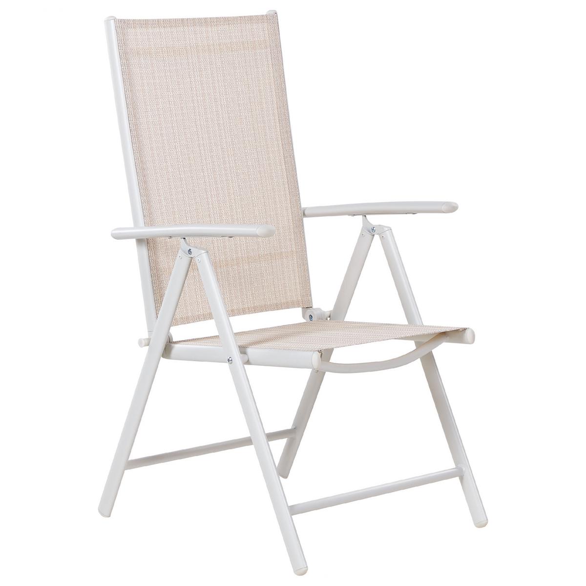GARTENMÖBEL SET 6-Sitzer Aluminium beige Catania - Beige/Weiß, Metall - Beliani