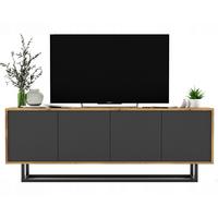 TV-SCHRANK Apollo2 Eiche wotan Graphit Matt 150/53/35 cm - Graphitfarben/Schwarz, Holzwerkstoff/Metall (150/53/35cm) - Meble Lindner