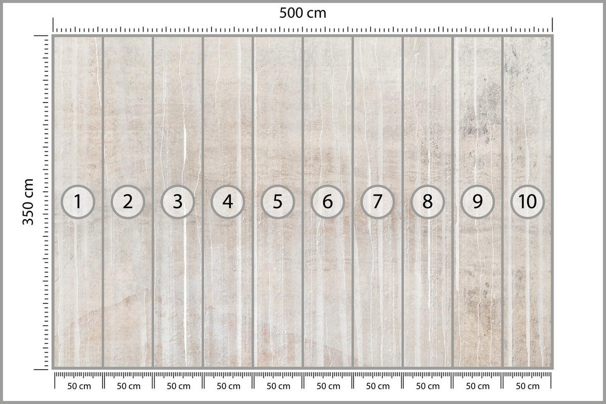 FOTOTAPETE Beton Optik Abstraktion Vintage Stil 500x350 - Beige/Braun, Papier (500/350cm) - Muralo