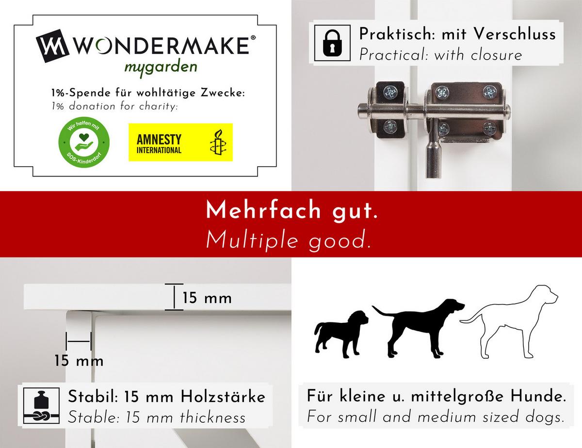 HUNDEKÄFIG aus Holz für Zuhause, mit Beistelltisch, Indoor 90x60 cm - Weiß, Holz (91/74/60cm) - WONDERMAKE