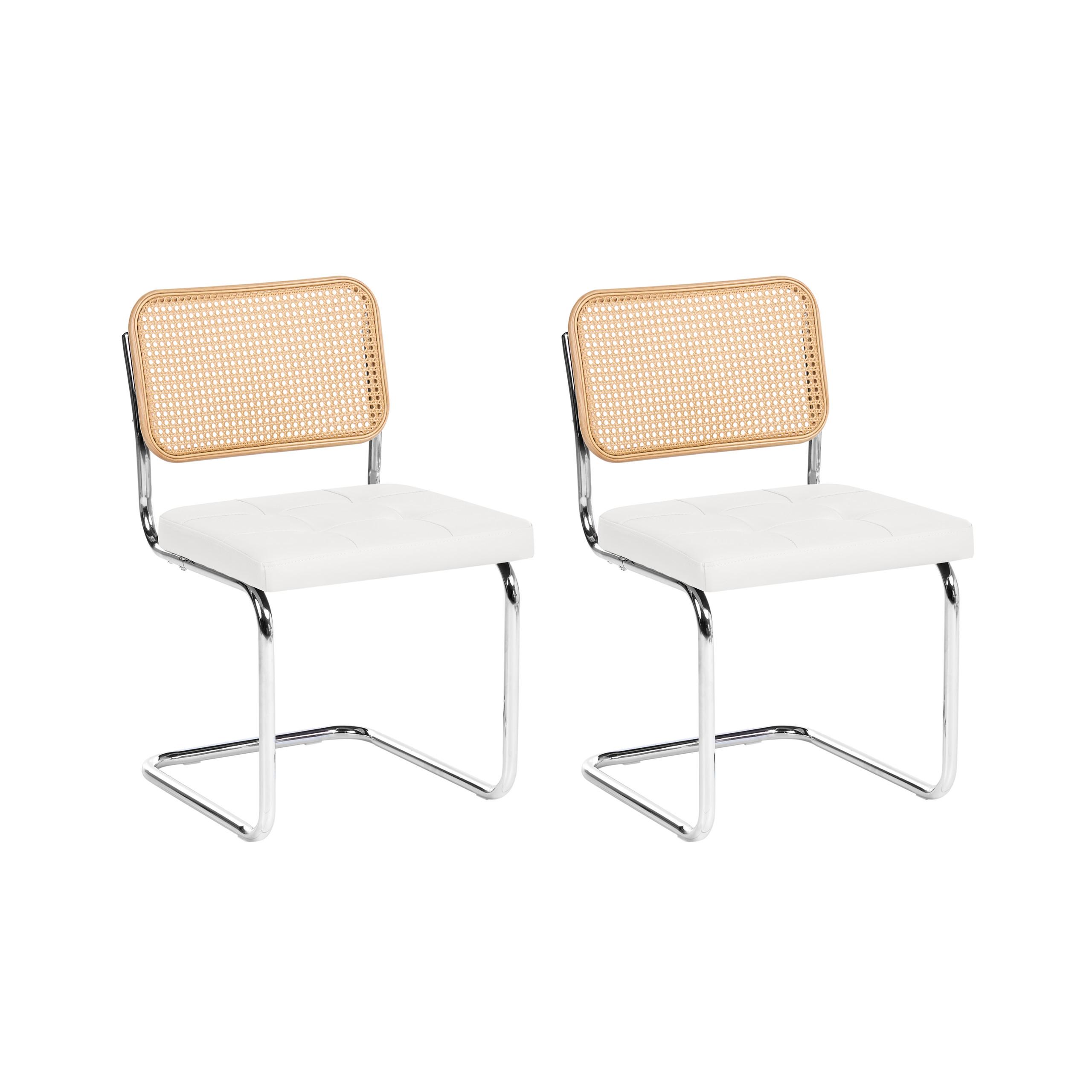 ESSZIMMERSTUHL 2er-Set Kunstleder Weiß Ethete - Hellbraun, Kunststoff (49/83/54cm) - Beliani