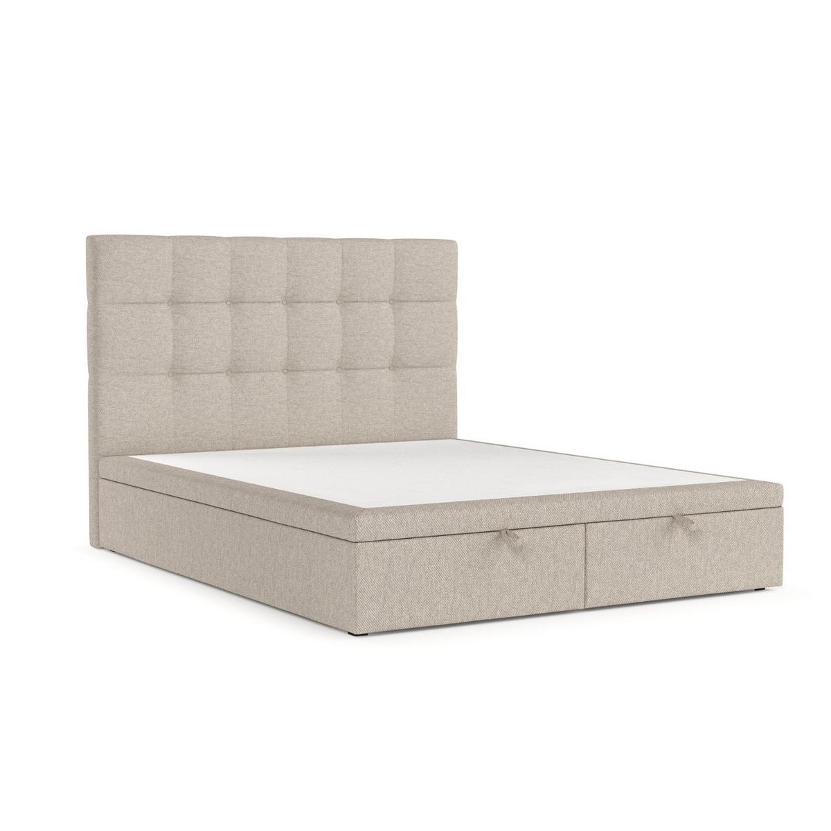POLSTERBETT Guam mit Stauraum 200/200 cm Hellbeige im Megan Stoff - Beige/Schwarz, Holz/Holzwerkstoff (200/200cm) - AltaBeds