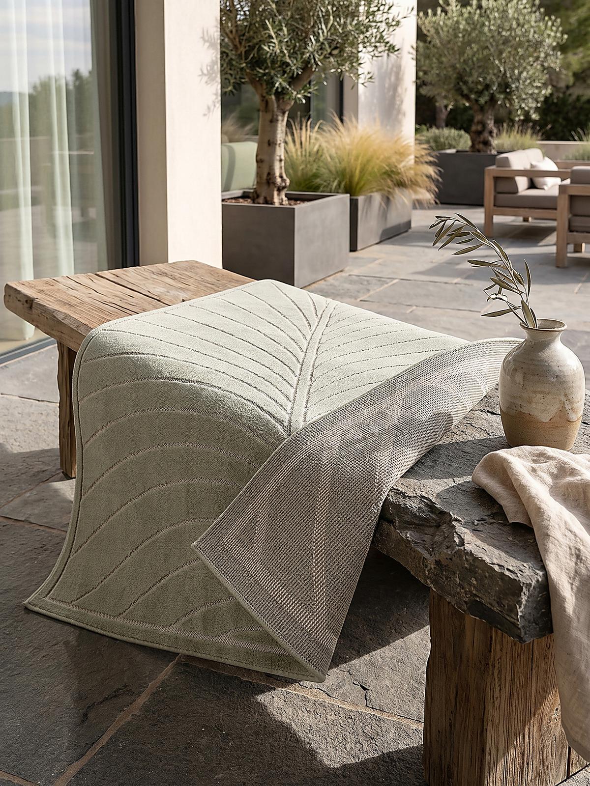 TEPPICH Outdoor, Fußbodenheizung-geeignet, mit Blattmotiv, aus Polypropylen, ENGADIN in Salbeigrün, 160 x 230 cm - Grün, Textil (160/230cm) - KADIMA DESIGN