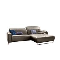 ECKSOFA YORK Lavagrau Leder - Greige/Silberfarben, Leder (284/180cm) - KAWOLA