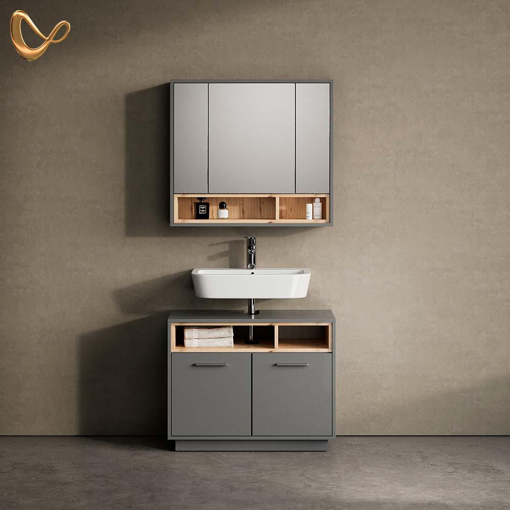 BADMÖBEL-SET Temo Anthrazit 2 Teile - Anthrazit, Holzwerkstoff (80/72/40cm) - Livinity®