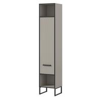 HOCHSCHRANK schwarz, sand 30 cm, Badschrank mit Soft-Close - Sandfarben/Schwarz, Holzwerkstoff/Metall (30/192/32cm) - Inn.Furn