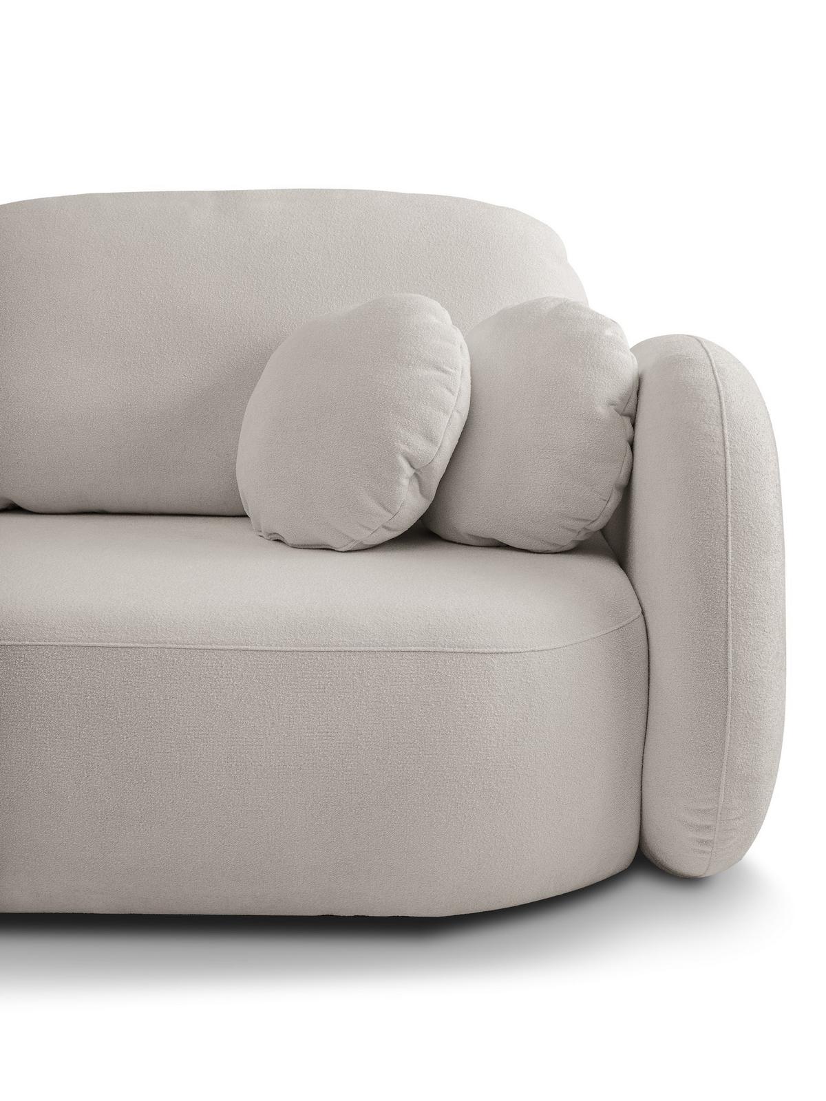 BETTSOFA AMICO Hellgrau Bucle-Stoff mit Schlaffunktion - Hellgrau, Holz (238/86.5/101cm) - MASSENO