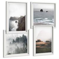 BILDER SET 4er Set - 50x50 cm & 40x60 cm Weißer Rahmen - Landschaften aus Bergen und Meer - Weiß, Kunststoff (50/50cm) - TULUP