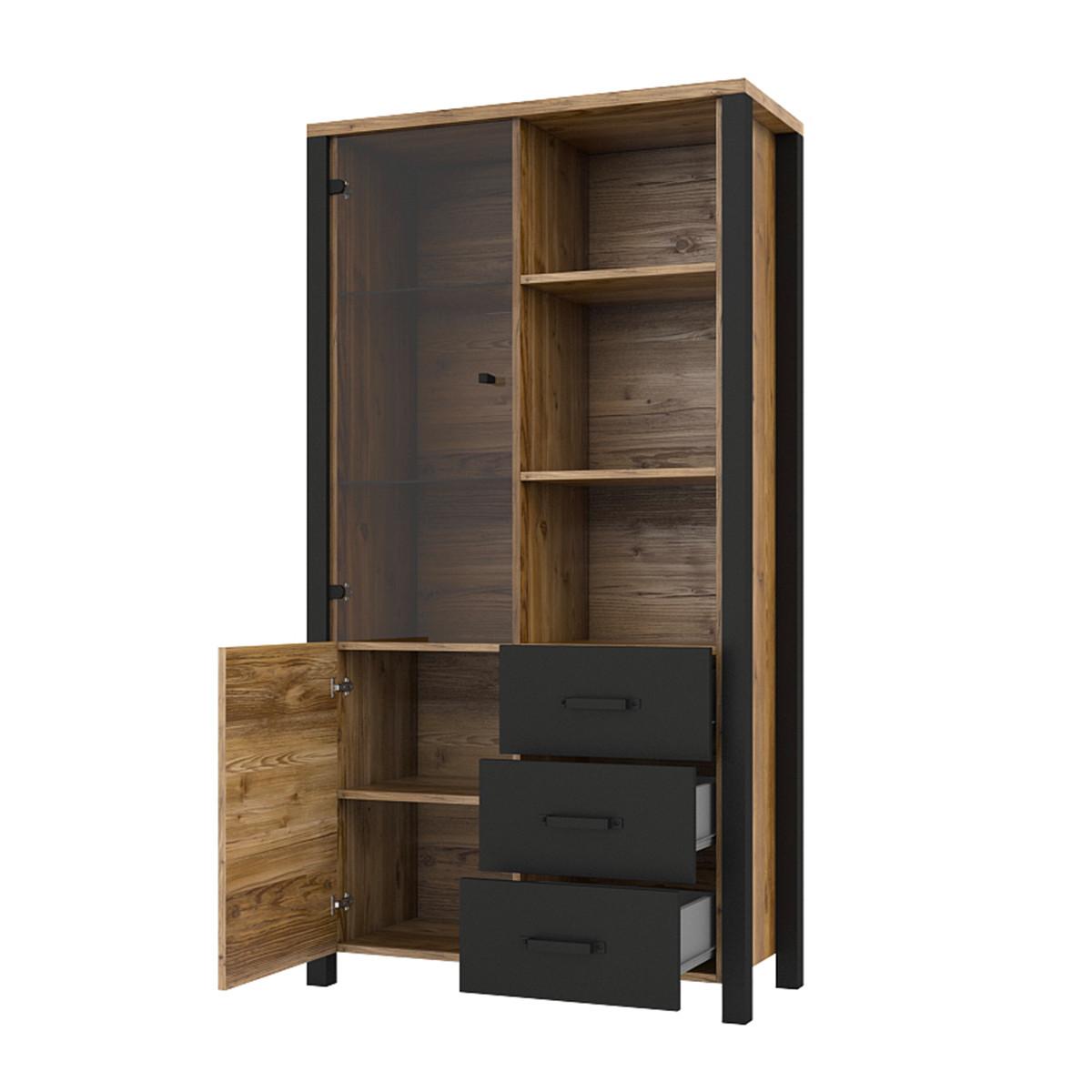 GESCHIRRSCHRANK Lyam Holz und Schwarz - Schwarz, Holzwerkstoff (101/191/43cm) - Petits-meubles