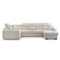 WOHNLANDSCHAFT CASTELLO Beige Plüsch-Stoff mit Schlaffunktion - Beige, Holz (337/97/184cm) - MASSENO