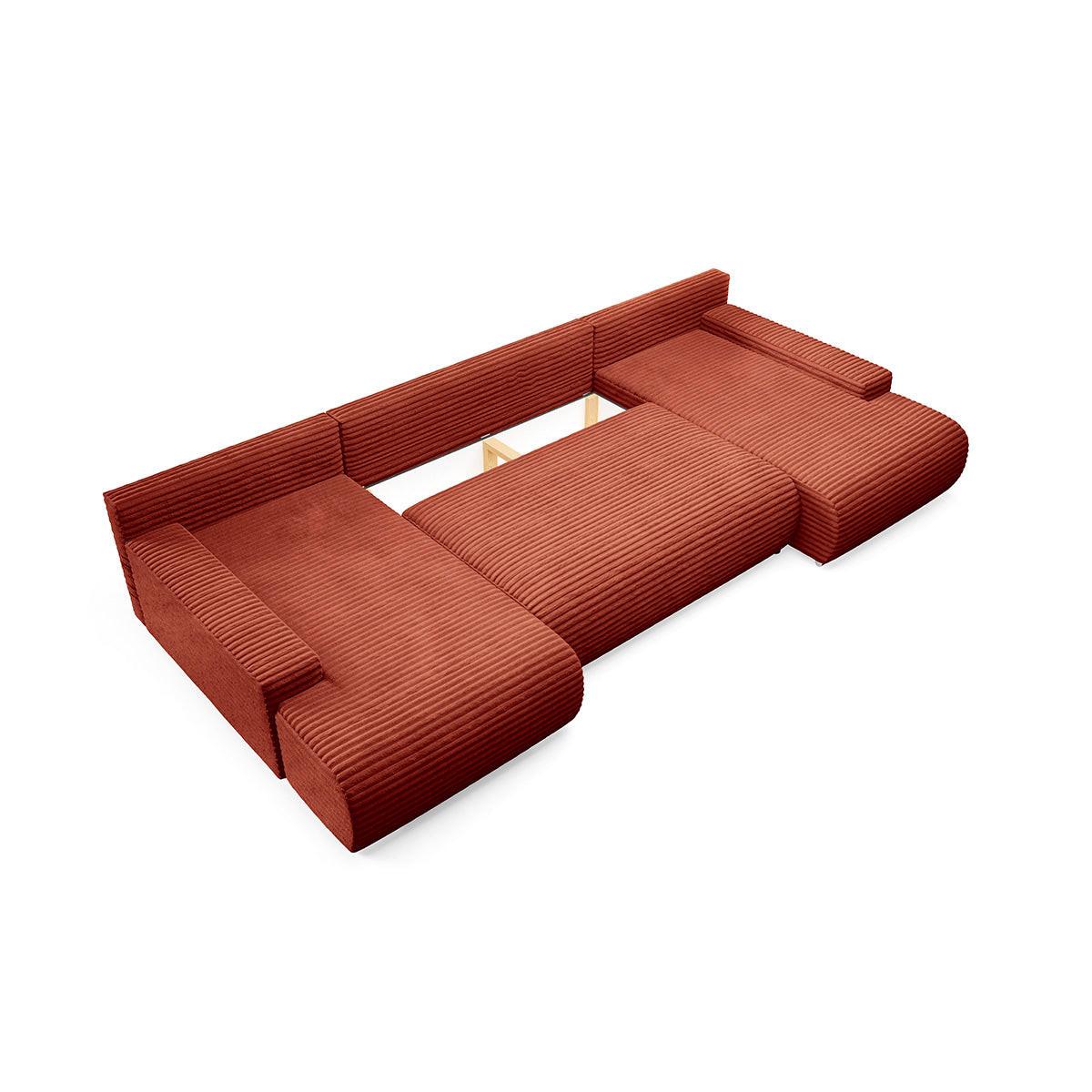 PANORAMASOFA Ivana 4 Sitzplätze Terracotta - Orange, Holz (350/85/172cm) - Petits-meubles