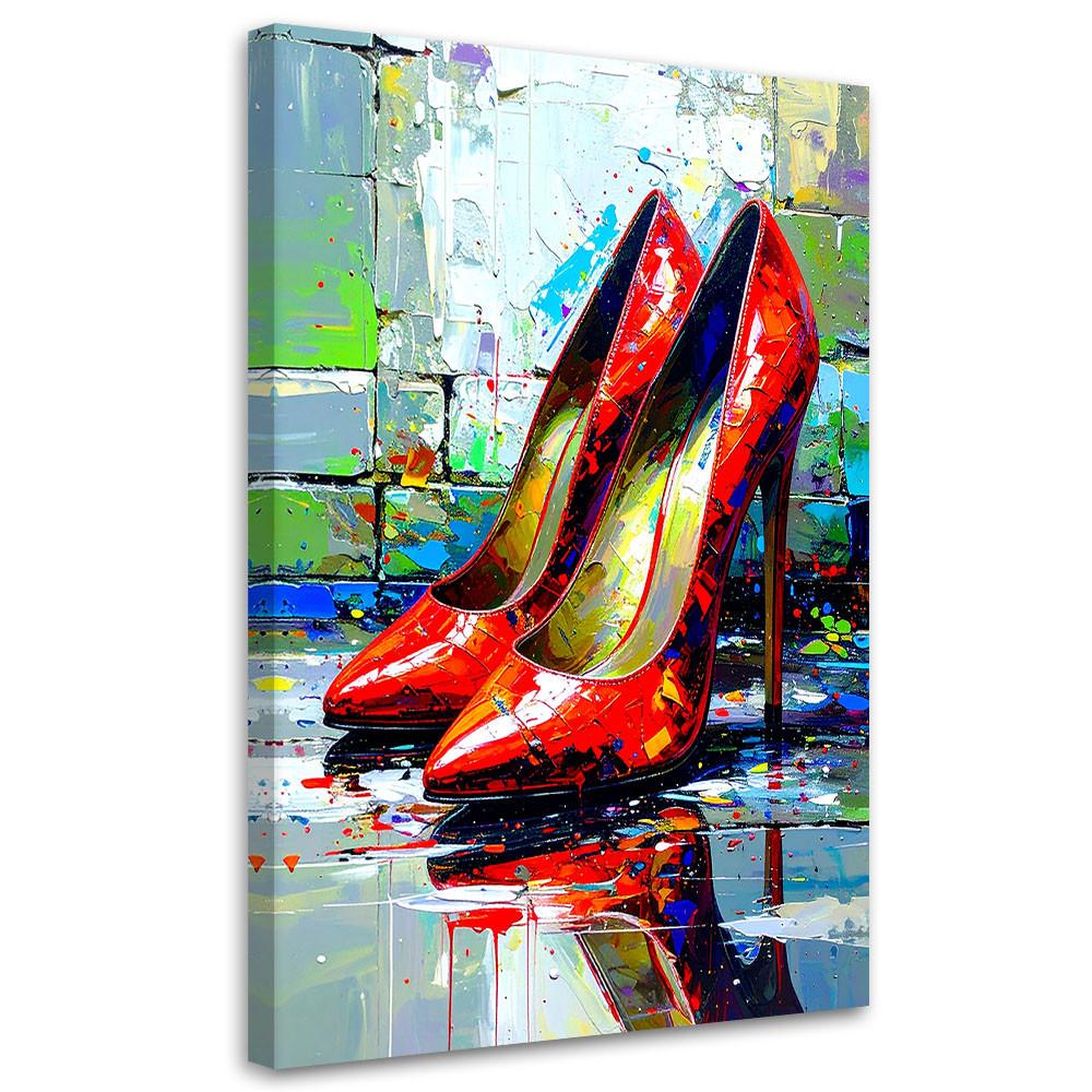 LEINWANDBILD Rote High Heels 80x120cm - Rot, Textil (80/120cm) - Feeby