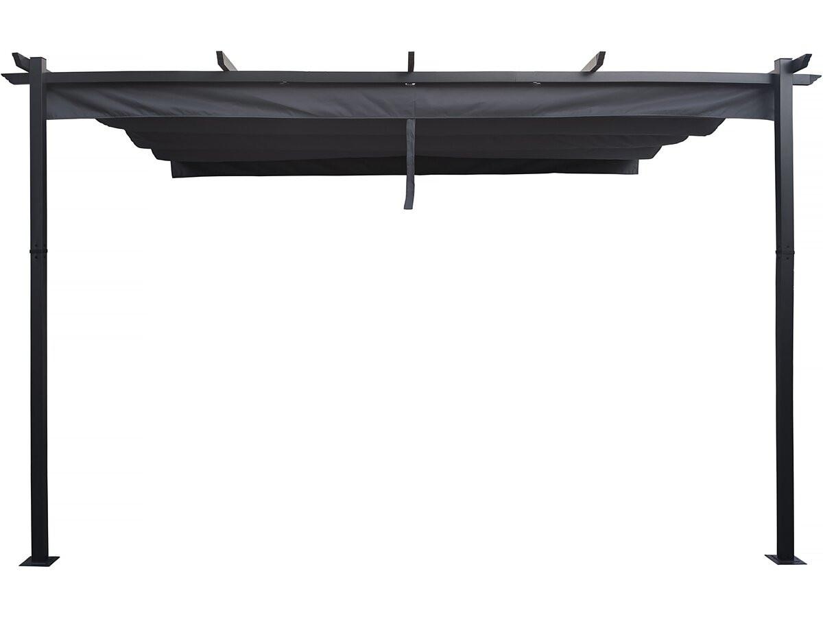 PERGOLA - MARKISE pergola adossée en aluminium avec toit rétractable- 3 x 4 m - gris Grau - Grau, Metall (289/231/395cm) - Habitat Garten