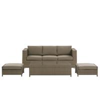 LOUNGE-SET 5-Sitzer Braun Belluno - Braun, Kunststoff - Beliani